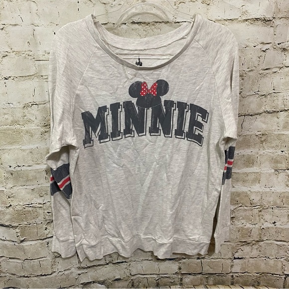 Disney Parks Resort Sweatshirt Gray Long Sleeve Raglan Minnie Bow - Picture 1 of 3